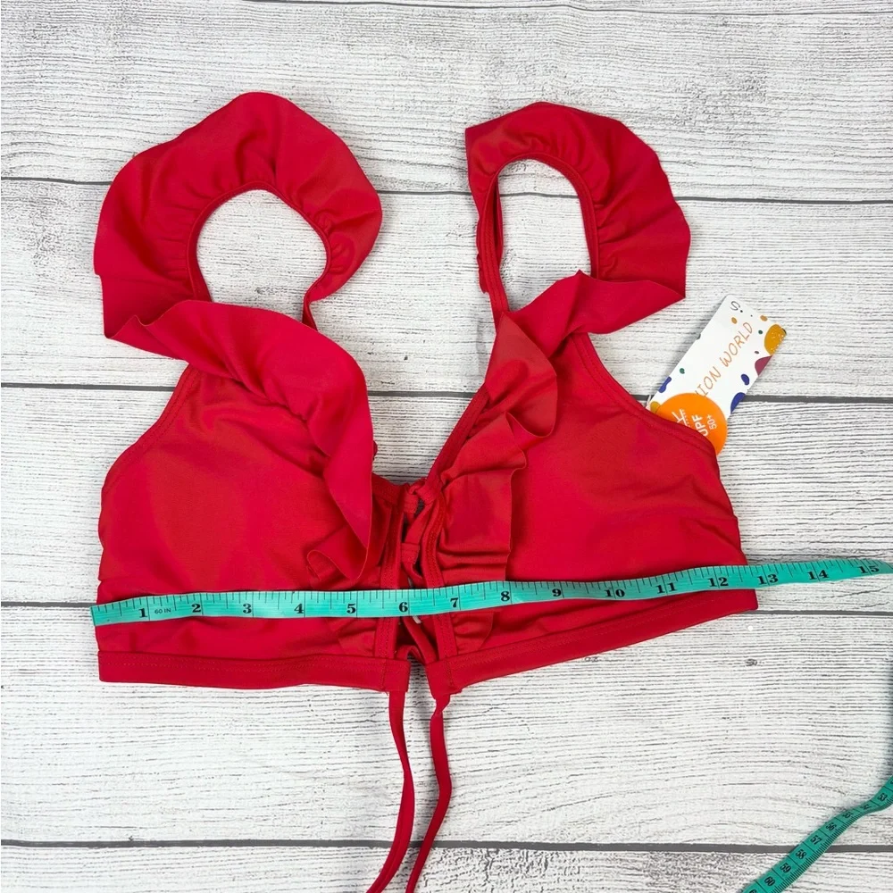 Red Ruffled Bikini Top Small - Picture 8 of 9